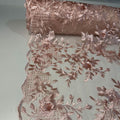 Tule Bordado London 3D - Rosa Antigo