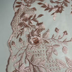 Tule Bordado London 3D - Rosa Antigo