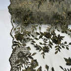 Tule Bordado London 3D - Verde Musgo