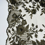 Tule Bordado London 3D - Verde Musgo