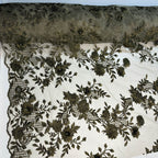 Tule Bordado London 3D - Verde Musgo