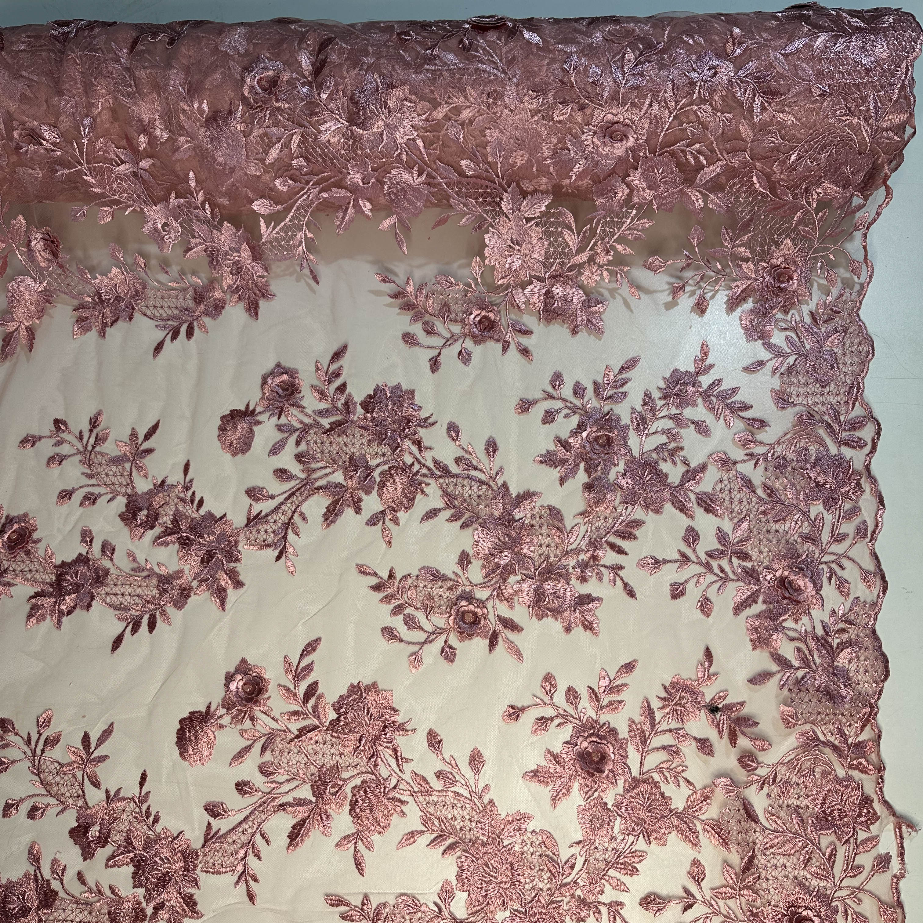 Tule Bordado London 3D - Rose