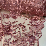 Tule Bordado London 3D - Rose