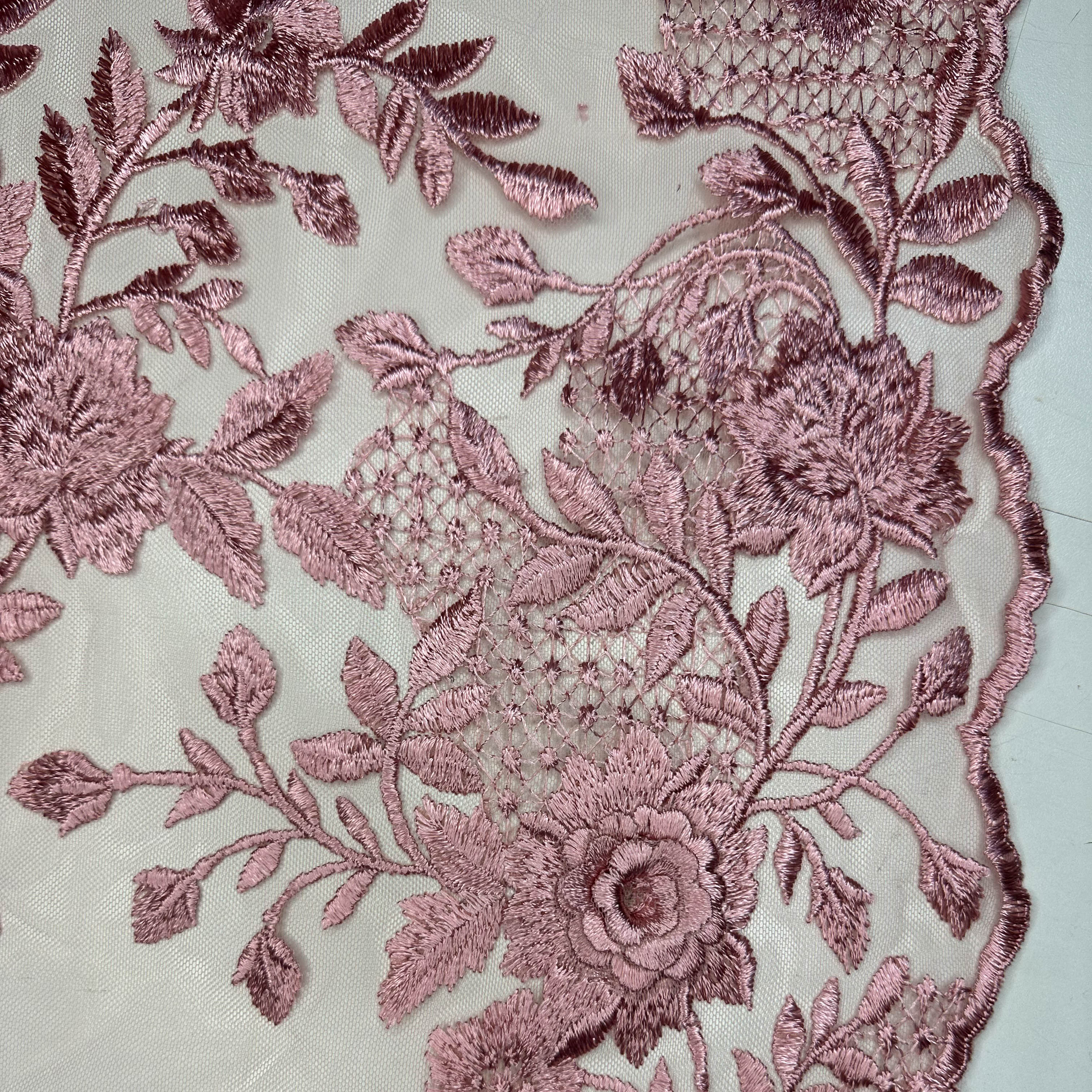 Tule Bordado London 3D - Rose