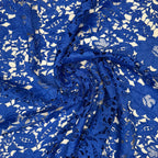Tecido Guipir Floral Vazado Azul Royal