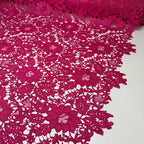 Tecido Guipir Floral Vazado Rosa Pink
