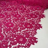 Tecido Guipir Floral Vazado Rosa Pink