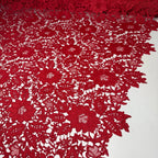 Tecido Guipir Floral Vazado Vermelho