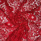 Tecido Guipir Floral Vazado Vermelho