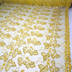Tule Bordado Pedraria Dobo Amarelo