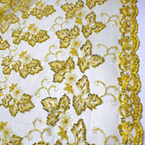Tule Bordado Pedraria Dobo Amarelo
