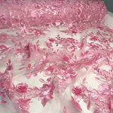 Tule Bordado London 3D - Rosa Bebê