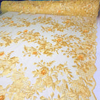 Tule Bordado London 3D - Amarelo Gold