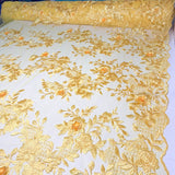 Tule Bordado London 3D - Amarelo Gold