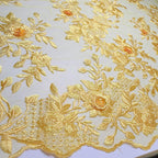 Tule Bordado London 3D - Amarelo Gold
