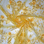 Tule Bordado London 3D - Amarelo Gold