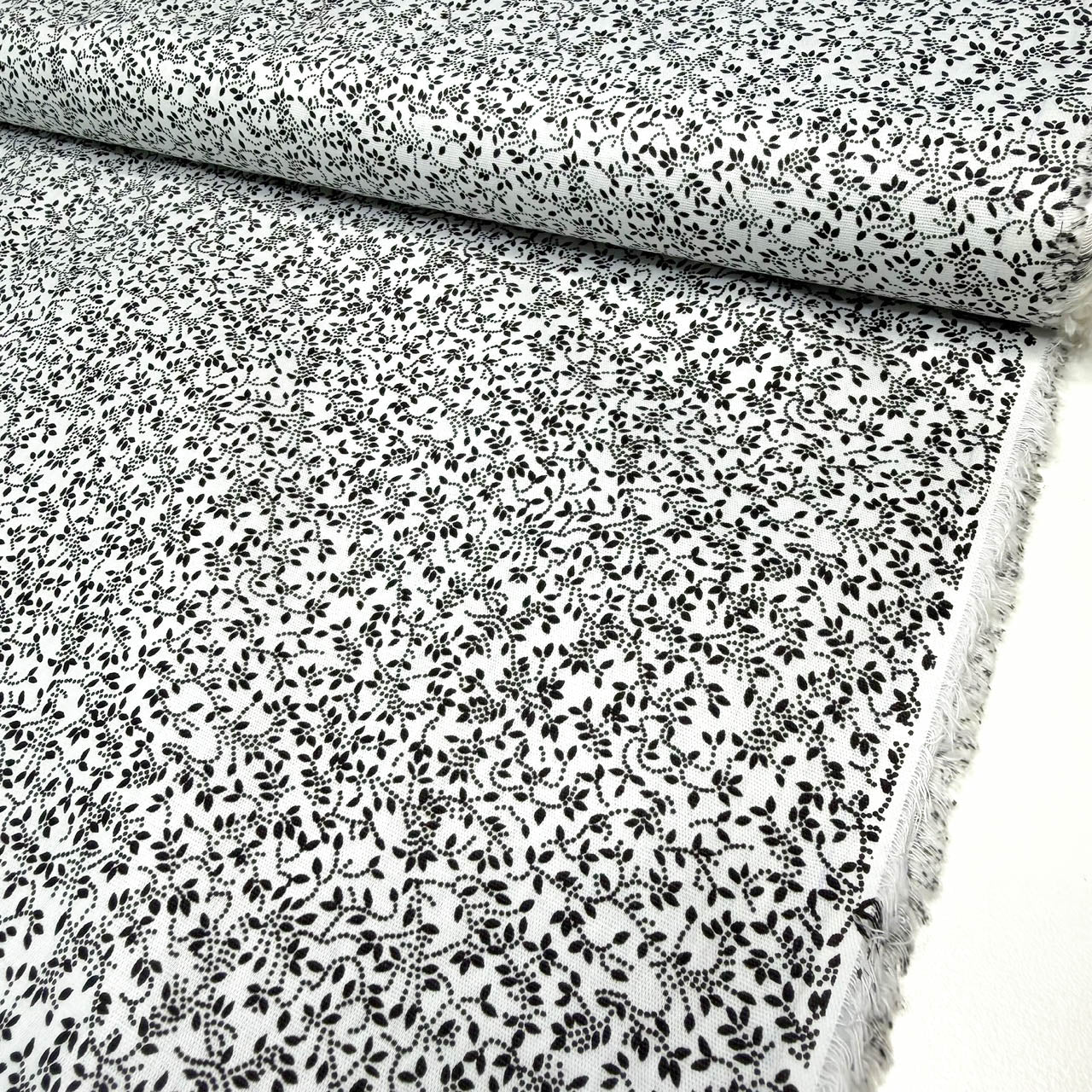 Tricoline Estampado Floral Ramos Raminho Galhos Galhinho Branco