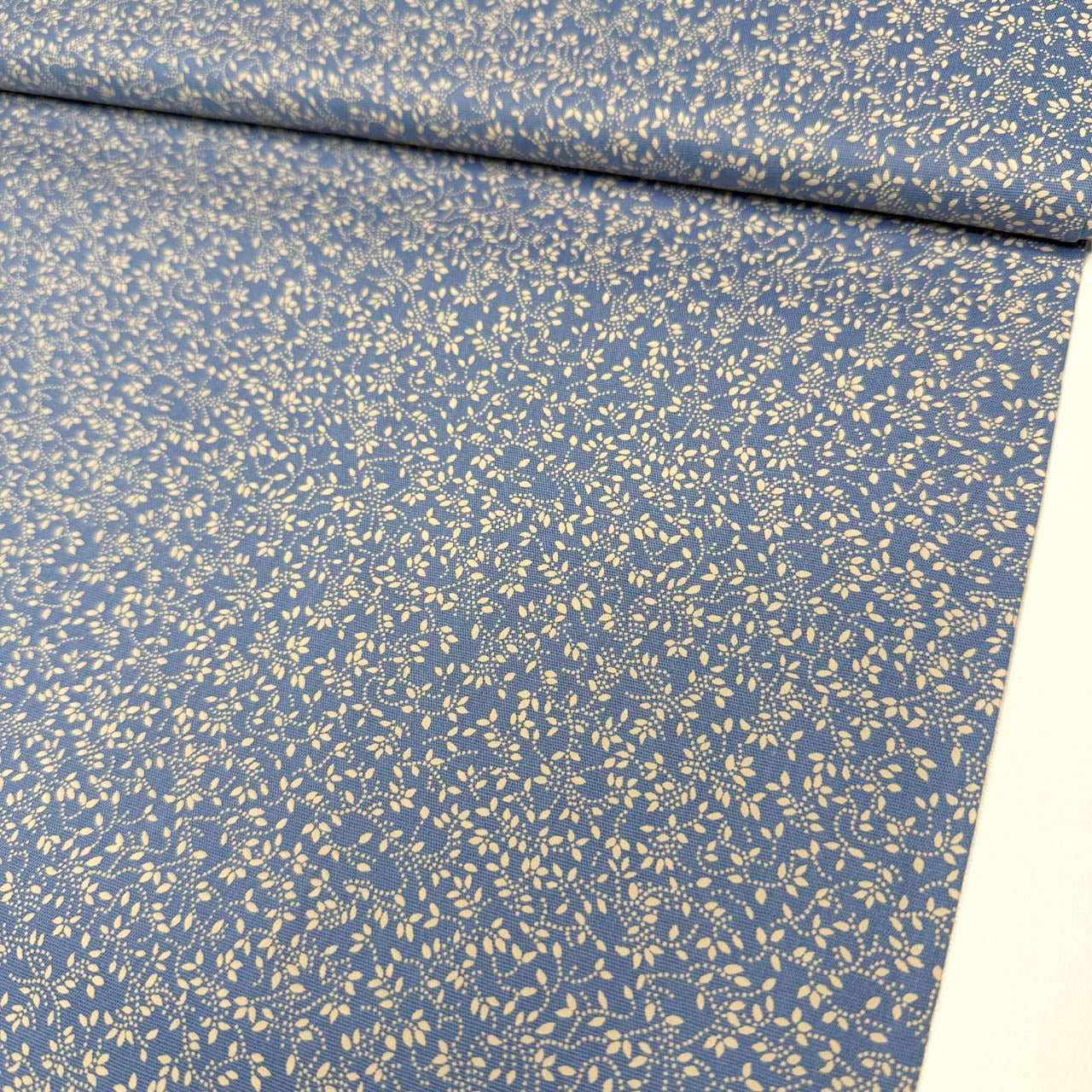 Tricoline Estampado Floral Ramos Raminho Galhos Galhinho Azul Antigo