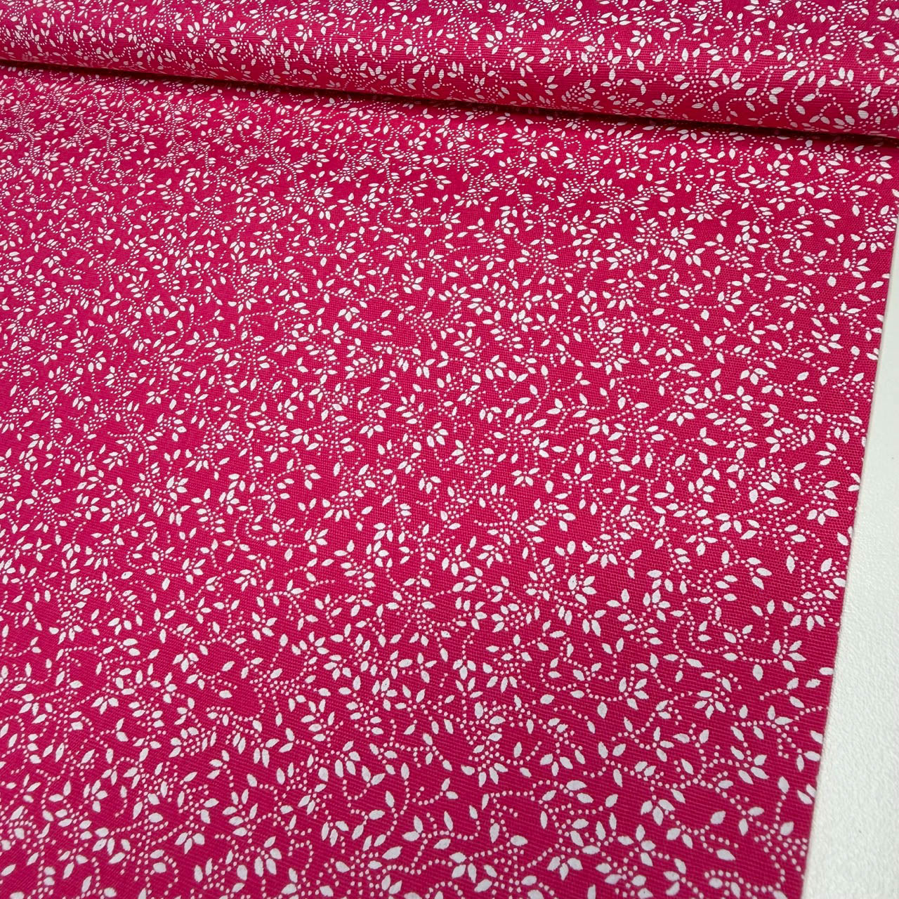 Tricoline Estampado Floral Ramos Raminho Galhos Galhinho Rosa Pink