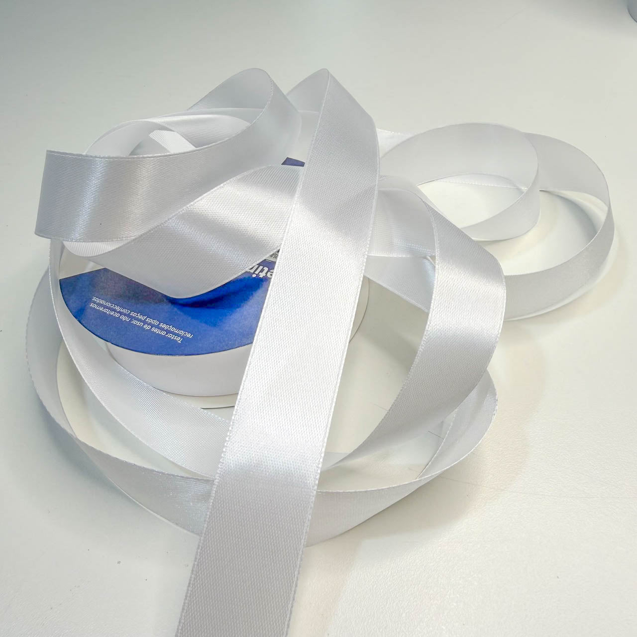 Fita Cetim N5 22mm Branco - Rolo com 50m