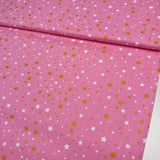 Tricoline Estampado Mini Estrelinhas Glitter Rosinha