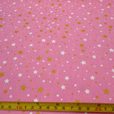 Tricoline Estampado Mini Estrelinhas Glitter Rosinha