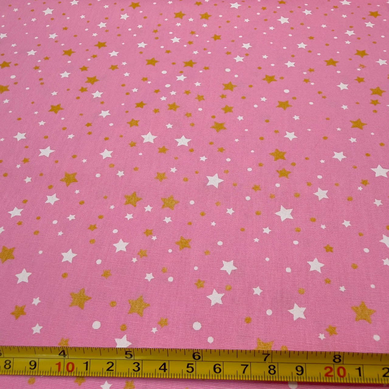 Tricoline Estampado Mini Estrelinhas Glitter Rosinha