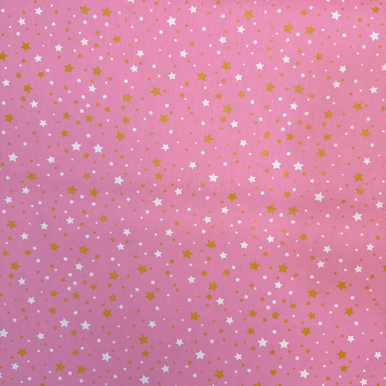 Tricoline Estampado Mini Estrelinhas Glitter Rosinha