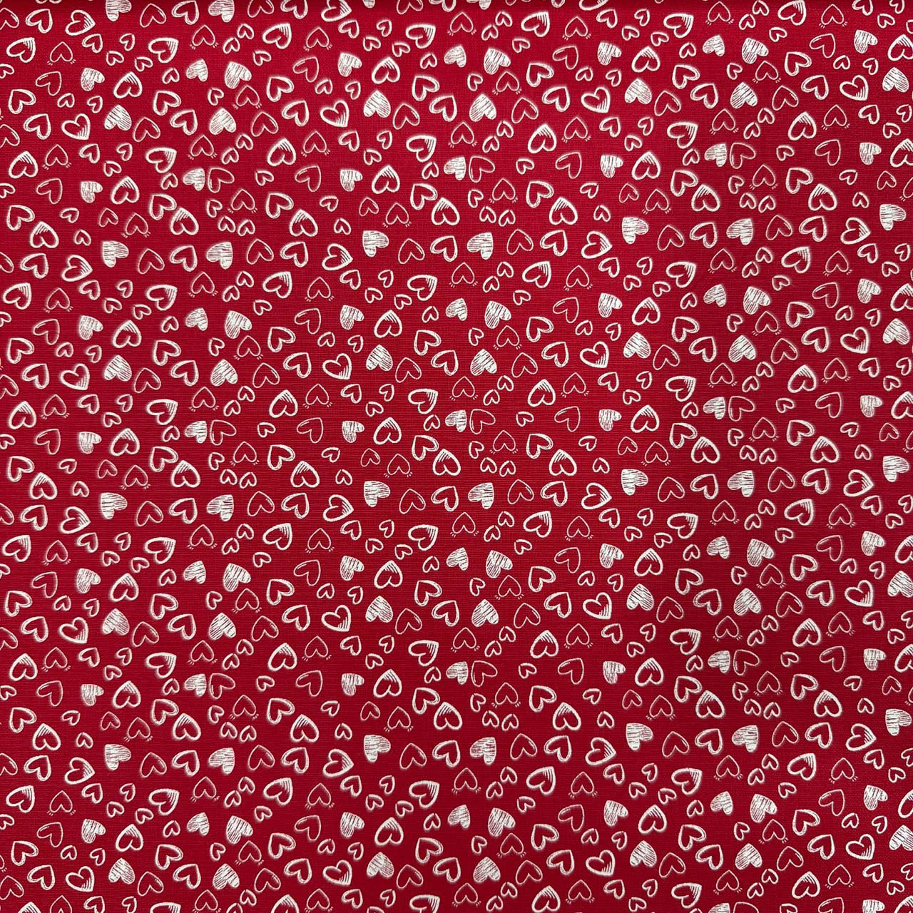 Tricoline Estampado Mini Corações Vermelho