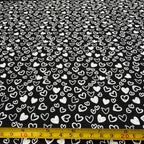 Tricoline Estampado Mini Corações Preto