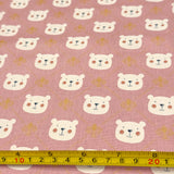 Tricoline Estampado Urso Real Fundo Rosa Antigo