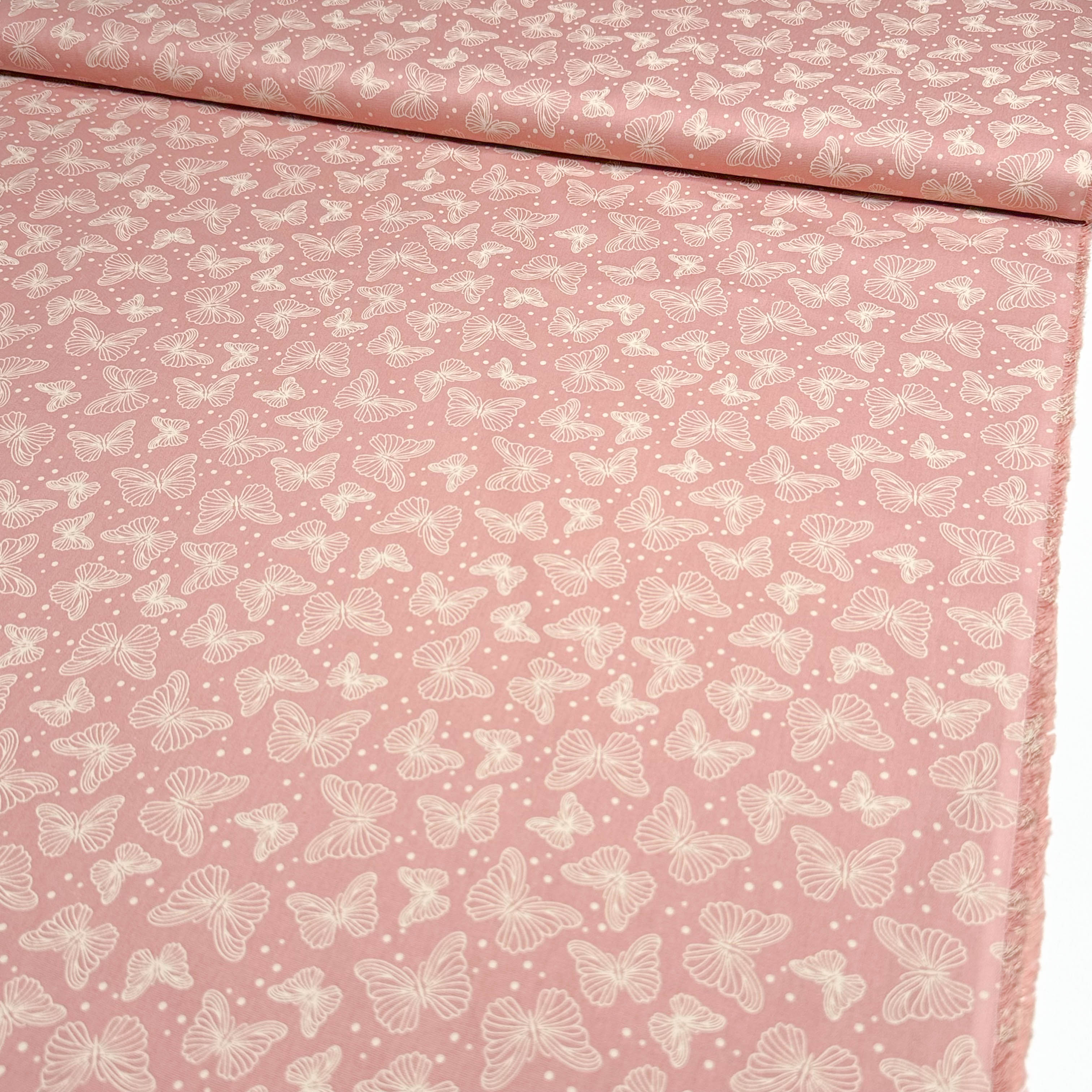 Tricoline Estampado Coleção Borboletas Rosa Antigo