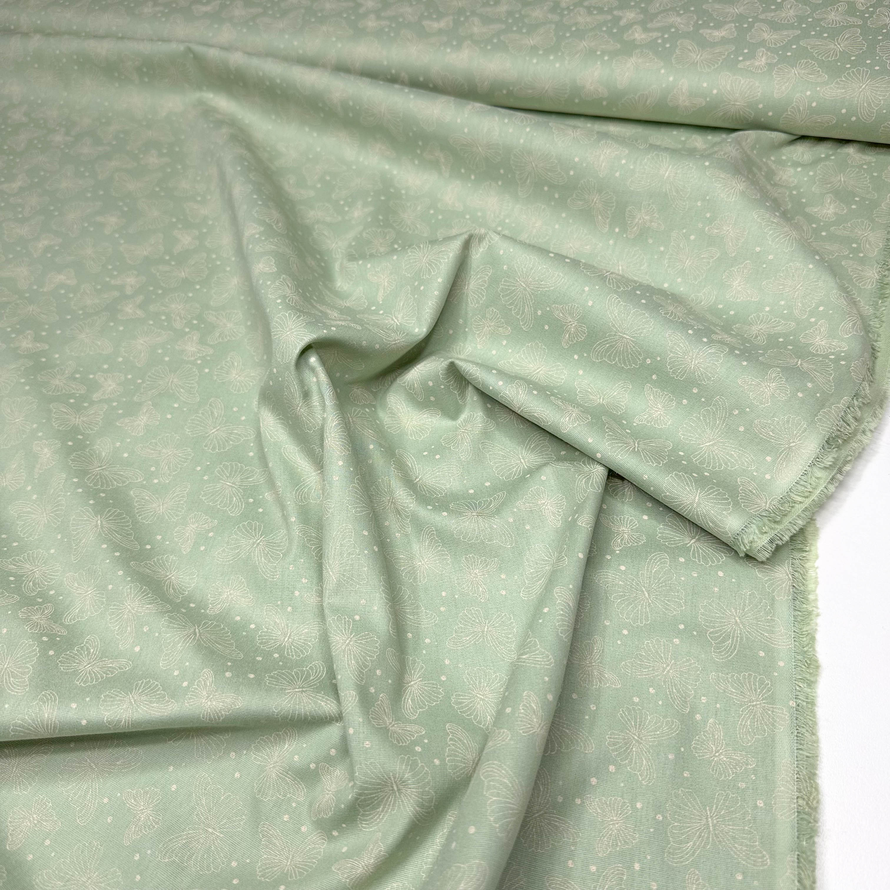 Tricoline Estampado Coleção Borboletas Verde Antigo