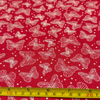 Tricoline Estampado Colecao Borboletas Vermelho