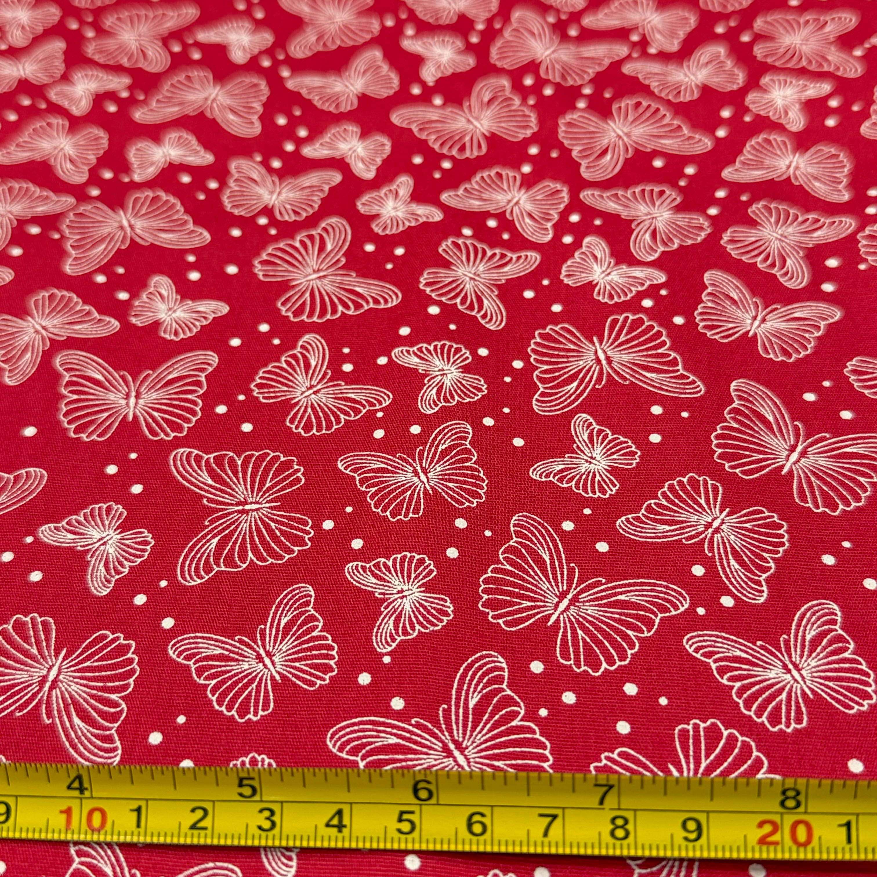 Tricoline Estampado Colecao Borboletas Vermelho