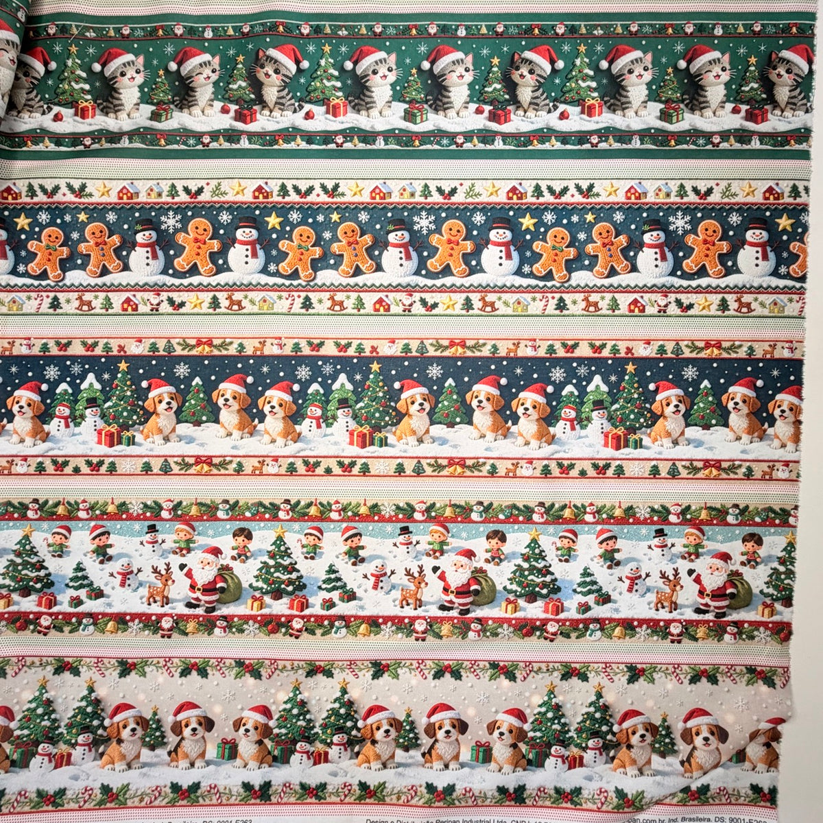 Tricoline Digital Estampado Barrado Natal 2- 10 barras diferentes