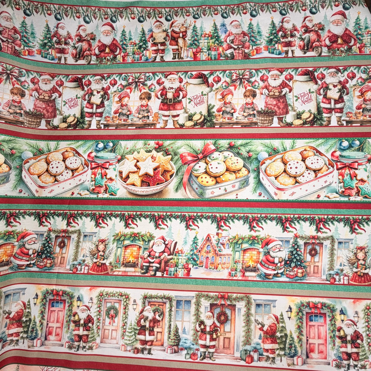 Tricoline Digital Estampado Barrado Natal 1 - 10 barras diferentes