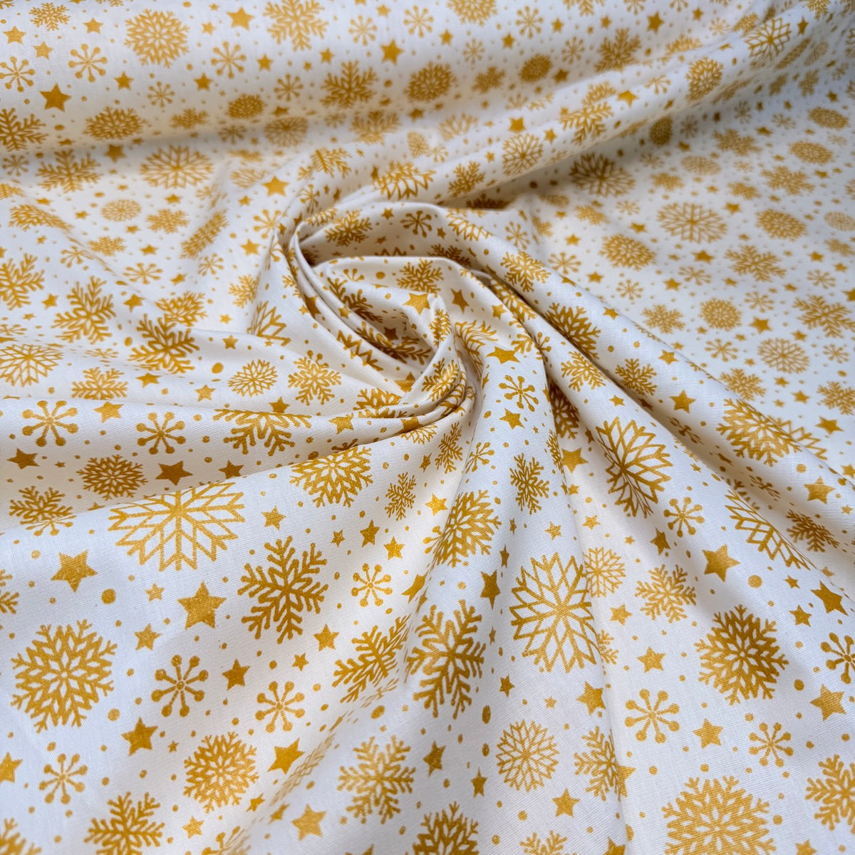 Tricoline Estampado Natal Flocos Fundo Off
