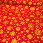 Tricoline Estampado Natal Flocos Fundo Vermelho