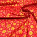 Tricoline Estampado Natal Flocos Fundo Vermelho