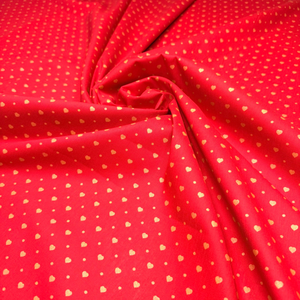 Tricoline Estampado Corações Alinhados Vermelho