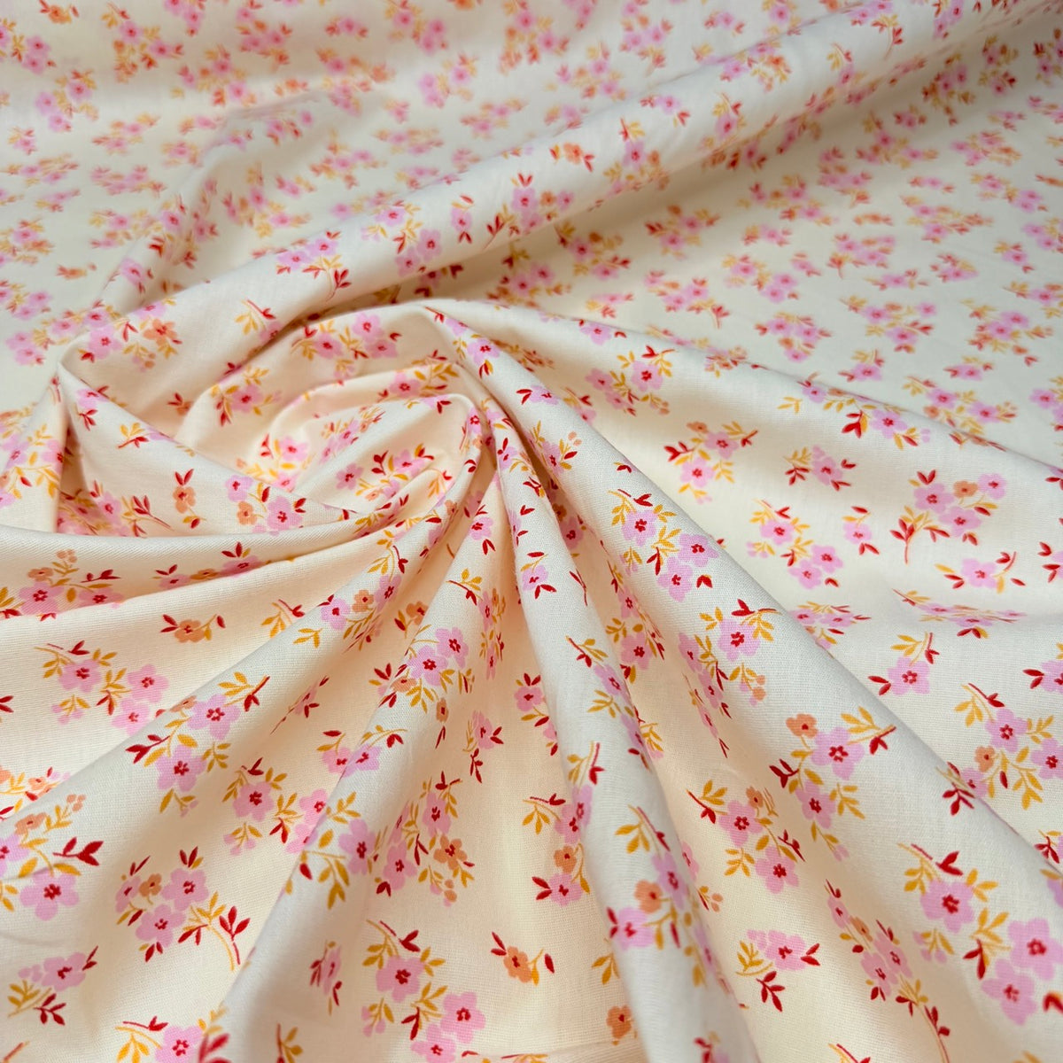 Tricoline Estampado Floral Fundo Creme